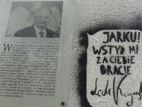 Graffiti z napisem „Jarku! Wstyd mi za Ciebie bracie.” Wandalizm czy manifest?
