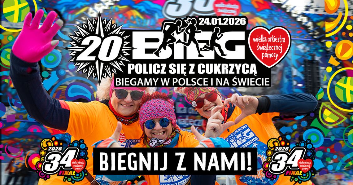 20. Bieg WOŚP „Policz się z cukrzycą” – pobiegnij i pomóż podczas 34. Finału