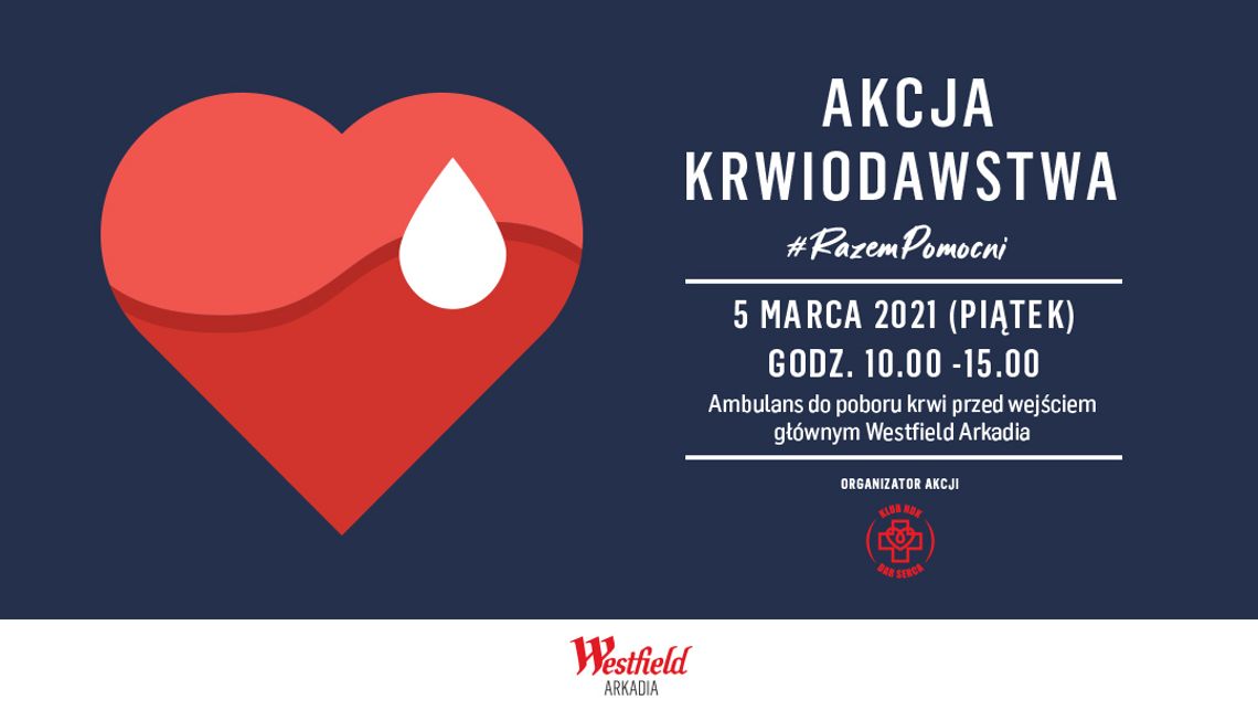 Akcja poboru krwi przed Westfield Arkadia – oddaj krew, uratuj życie!