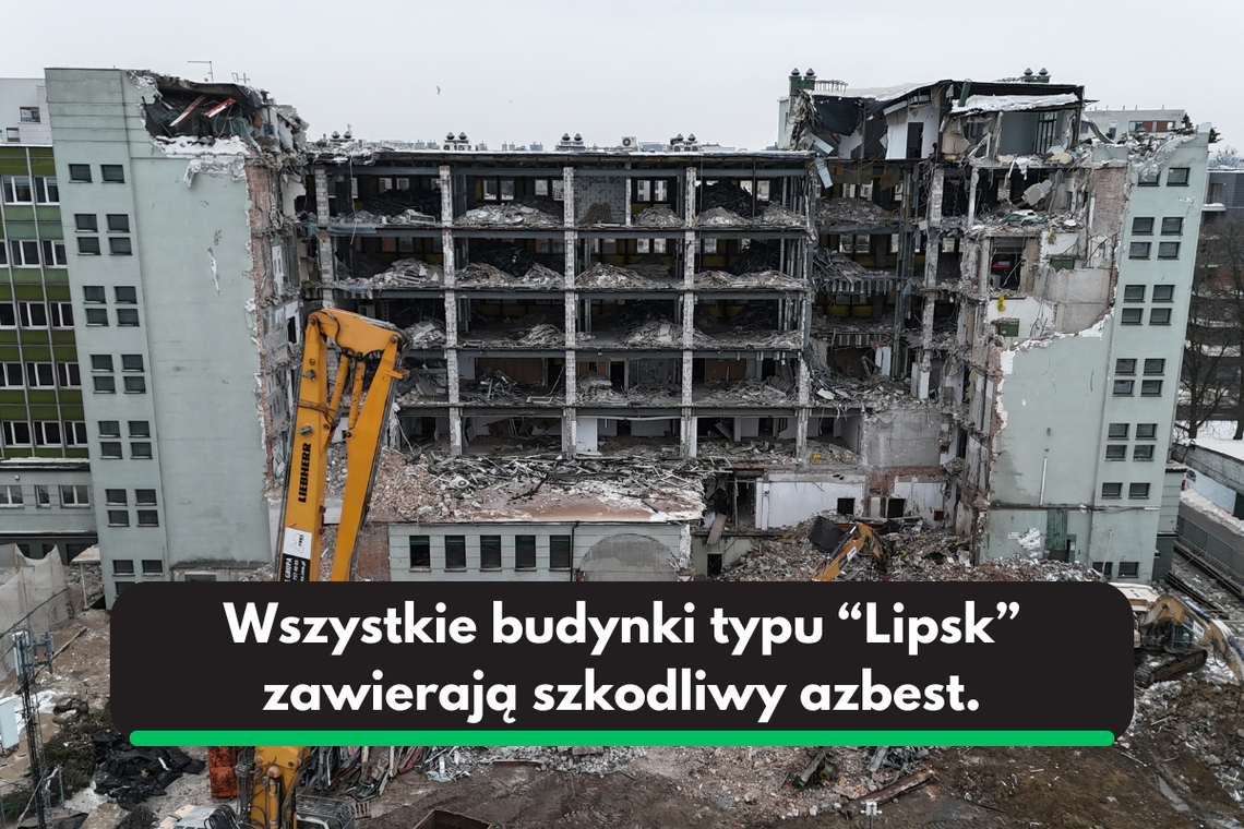 Co z azbestem? Trwa rozbiórka biurowca przy Przasnyskiej Co z azbestem? Trwa rozbiórka biurowca przy Przasnyskiej