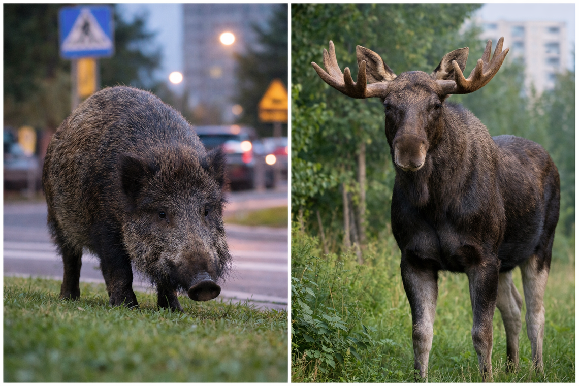 Dziki i łosie coraz bliżej mieszkańców. Co zrobić, gdy spotkasz je na ulicy lub osiedlu