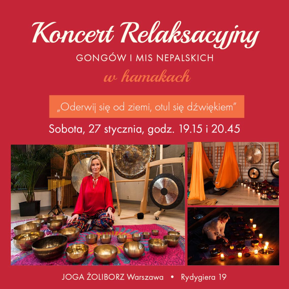 Koncert relaksacyjny gongów i mis nepalskich w hamakach