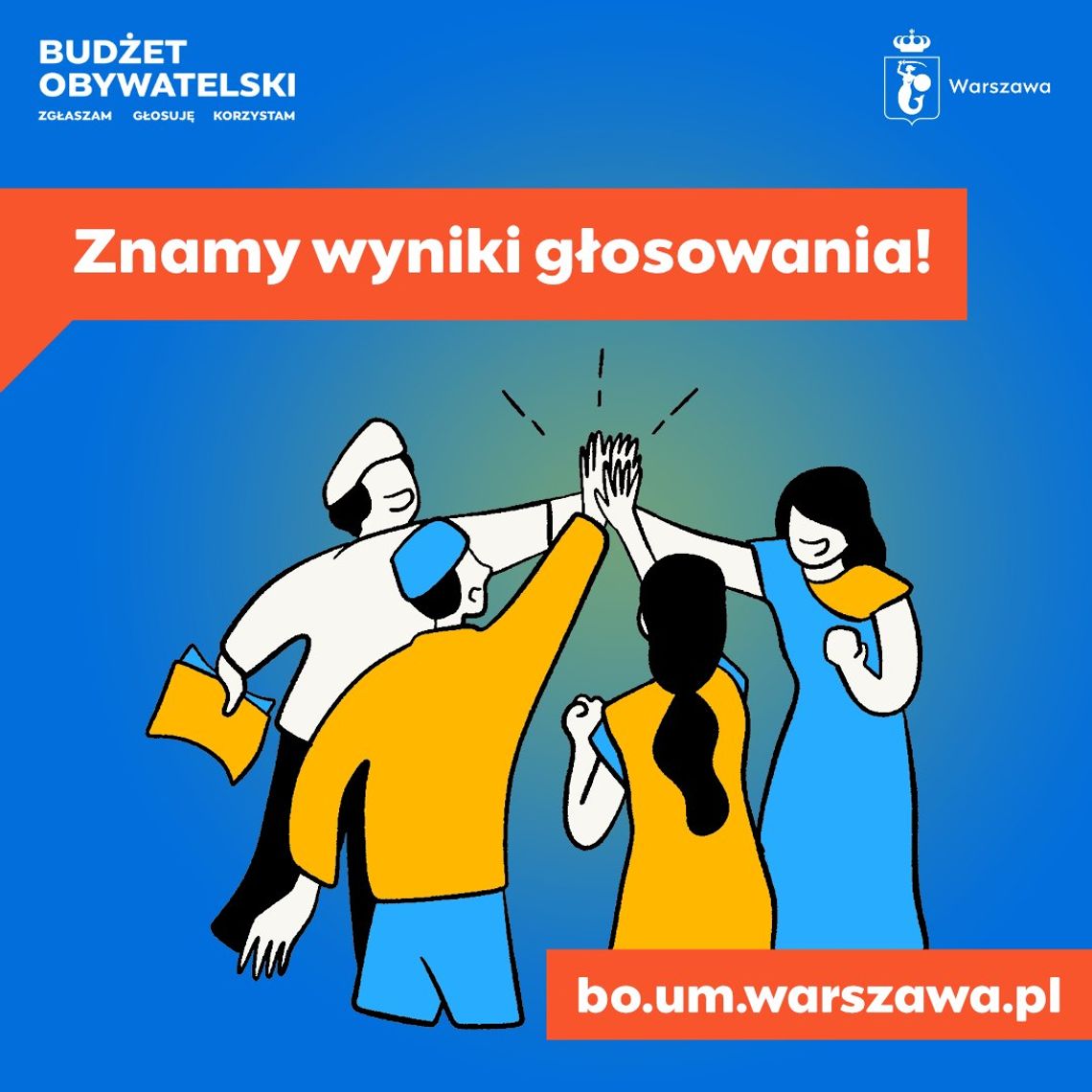 Grafika znamy wyniki głosowania w budżecie obywatelskim w Warszawie.