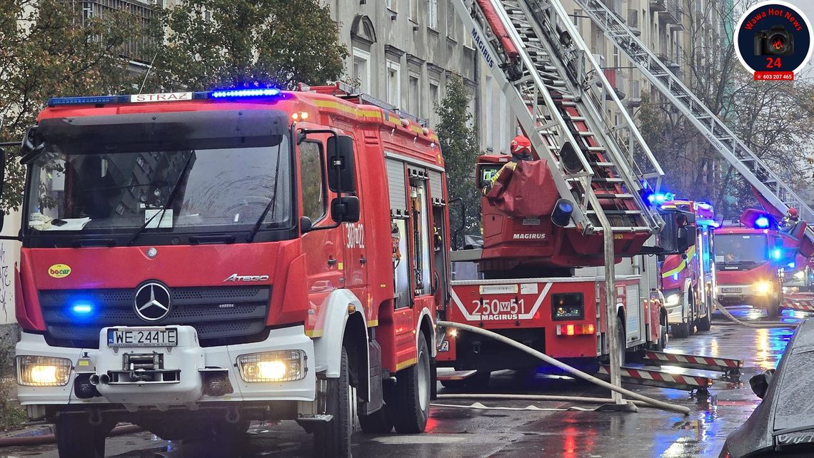 Pożar mieszkania w kamienicy na Żoliborzu