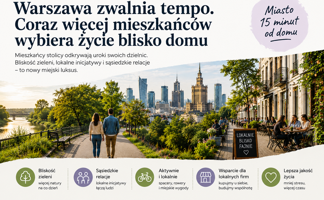 Warszawa zwalnia tempo. Coraz więcej mieszkańców wybiera życie blisko domu